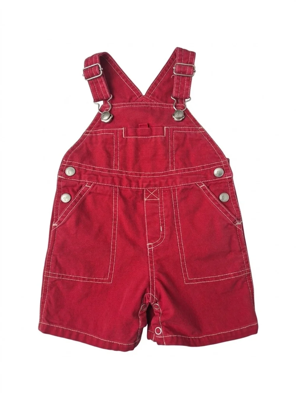 Vintage Gymboree Red Denim Shortalls Overalls 3-6M Year 2000